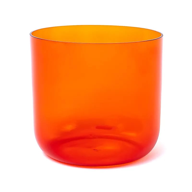 Kristallklangschale klar orange 18 cm Chakra 2 D-Ton 432Hz + Tasche