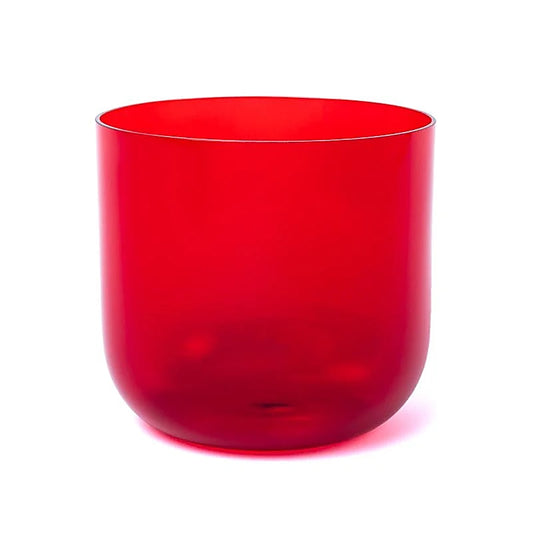 Kristallklangschale klar rot 18 cm Chakra 1 C-Ton 432Hz + Tasche