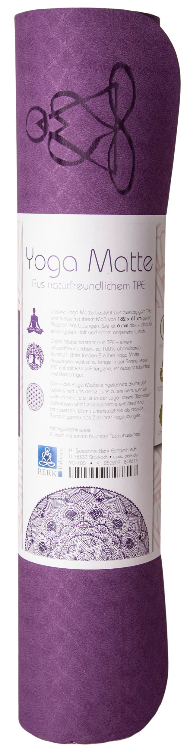 Yogamatte Blume des Lebens dunkellilla/zartlilla