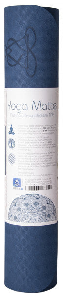 Yogamatte Blume des Lebens dunkelblau/hellblau