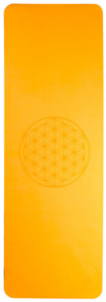 Yogamatte Blume des Lebens orange/grau