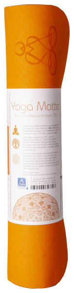 Yogamatte Blume des Lebens orange/grau