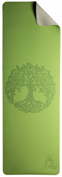 Yogamatte Blume des Lebens hellgrün/grau