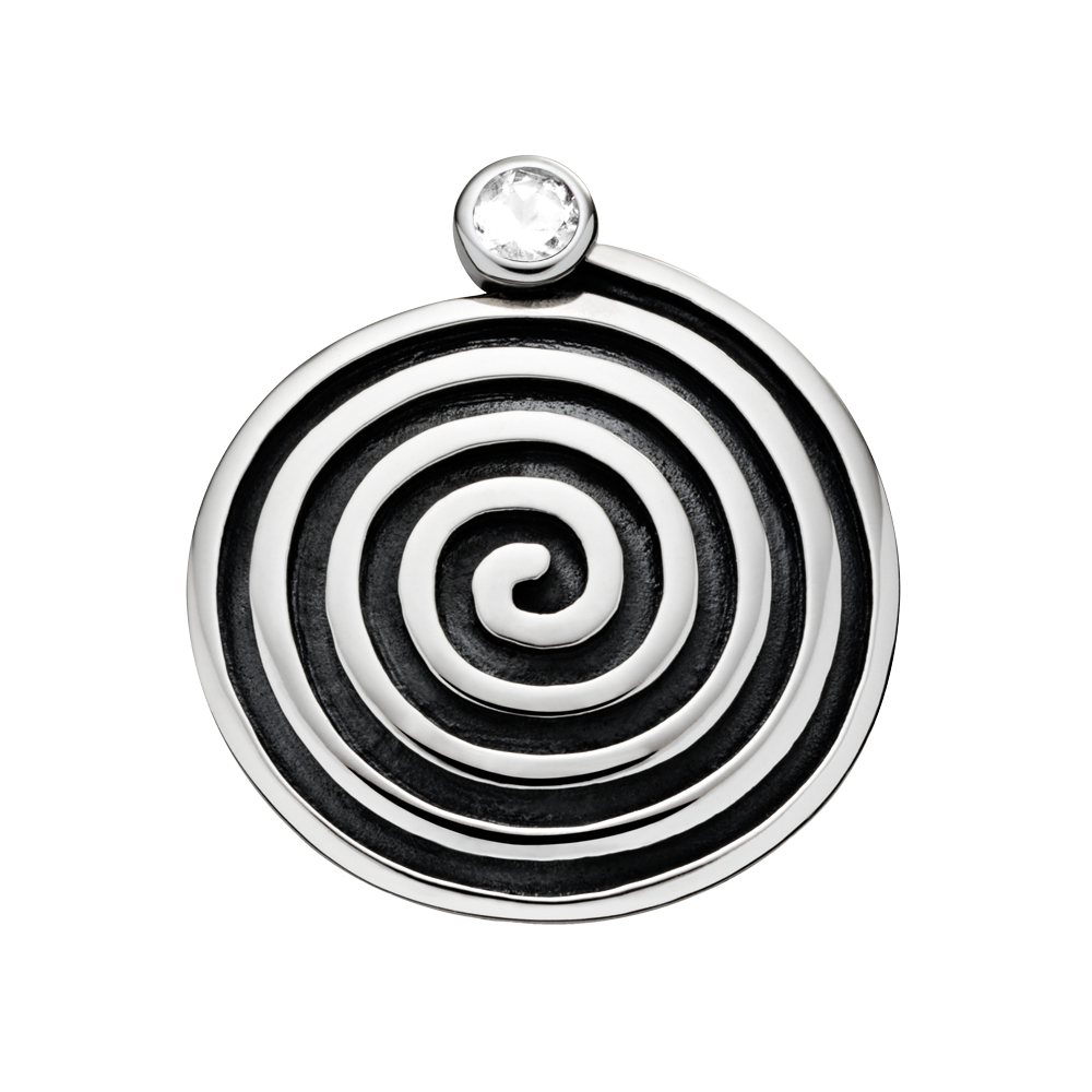Kettenanhänger "Spirale", teilgeschwärzt mit Zirkonia