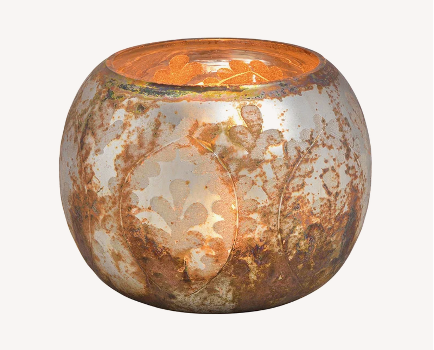 Windlicht "Blätter" in Silber /Gold