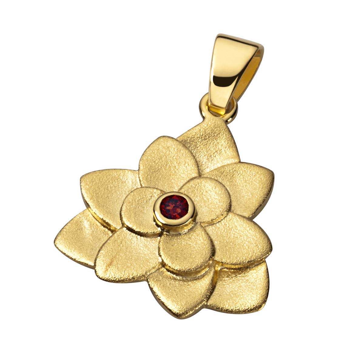Kettenanhänger "Herzlotus" mit Granat