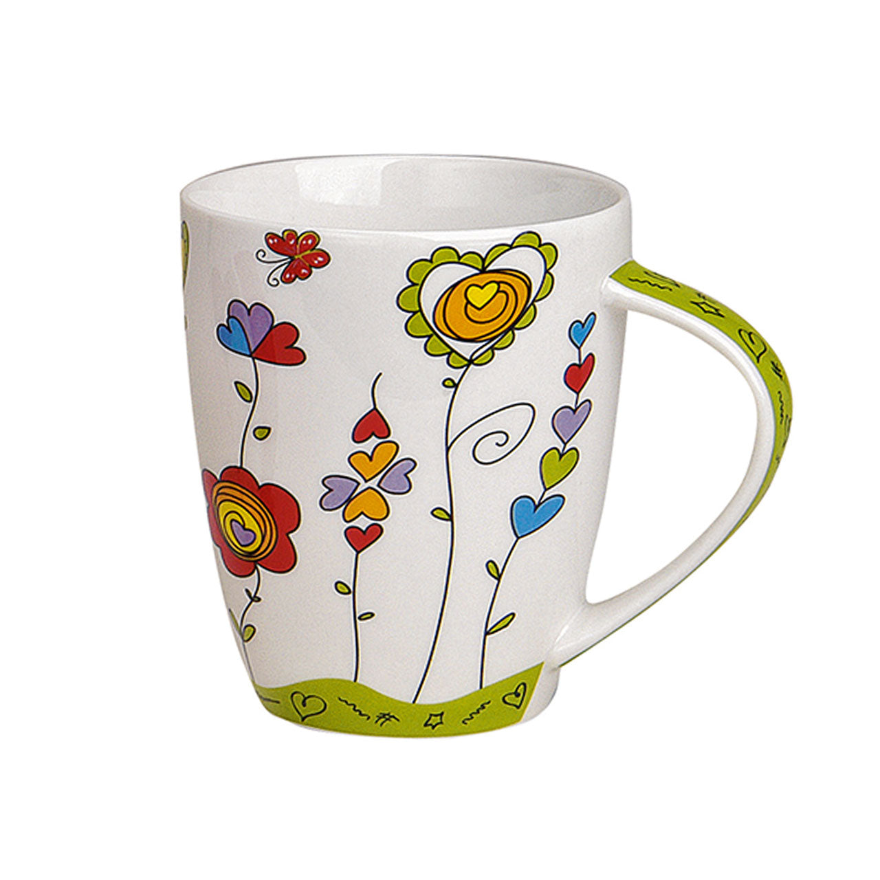 Tasse "Grüne Herzen" aus Porzellan