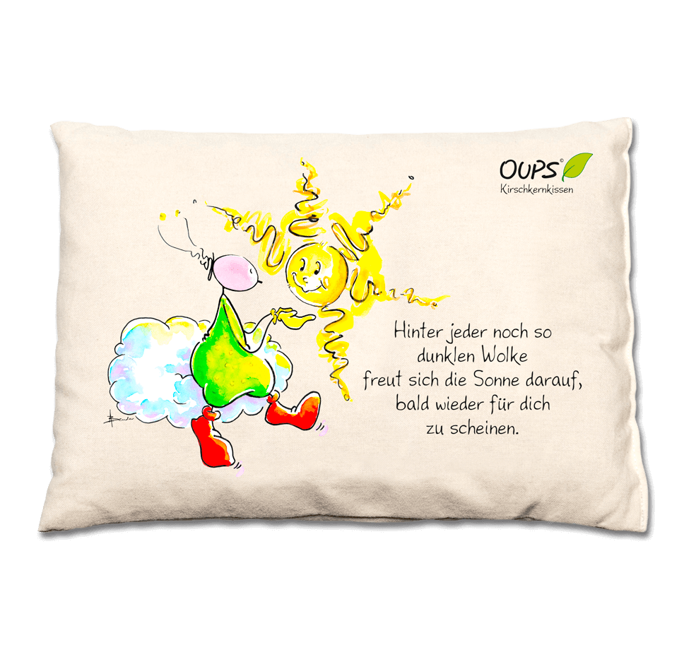 Oups-Kirschkernkissen „Hinter jeder Wolke“
