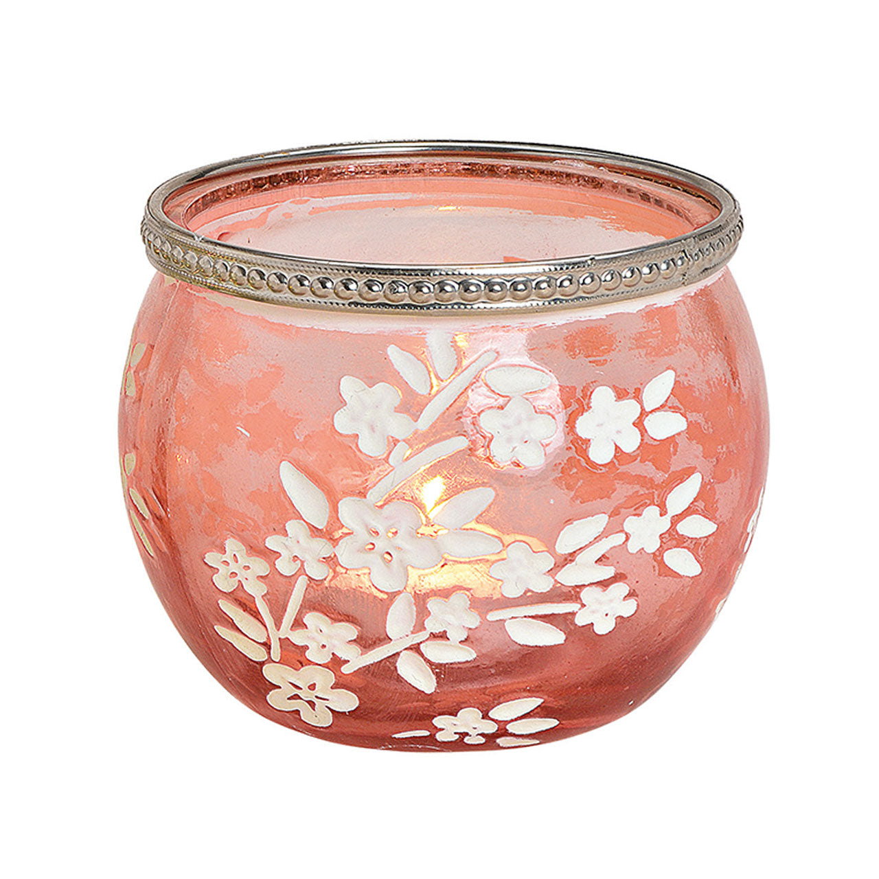 Windlicht "Rosa Blumen"