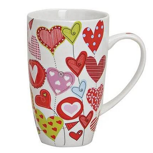 Becher / Tasse Herzen aus Porzellan 13 cm, 380 ml