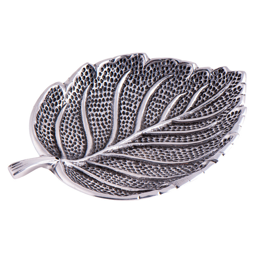 Räucherstäbchenhalter "Blatt", Weißmetall