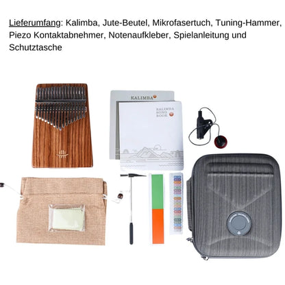 Kalimba - 17 Zungen Rosenholz - C-Dur A-440 Hz | mit Schallloch -A