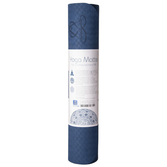 Yogamatte Blume des Lebens dunkelblau/hellblau